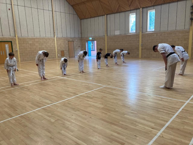 Karate club performing ritsurei